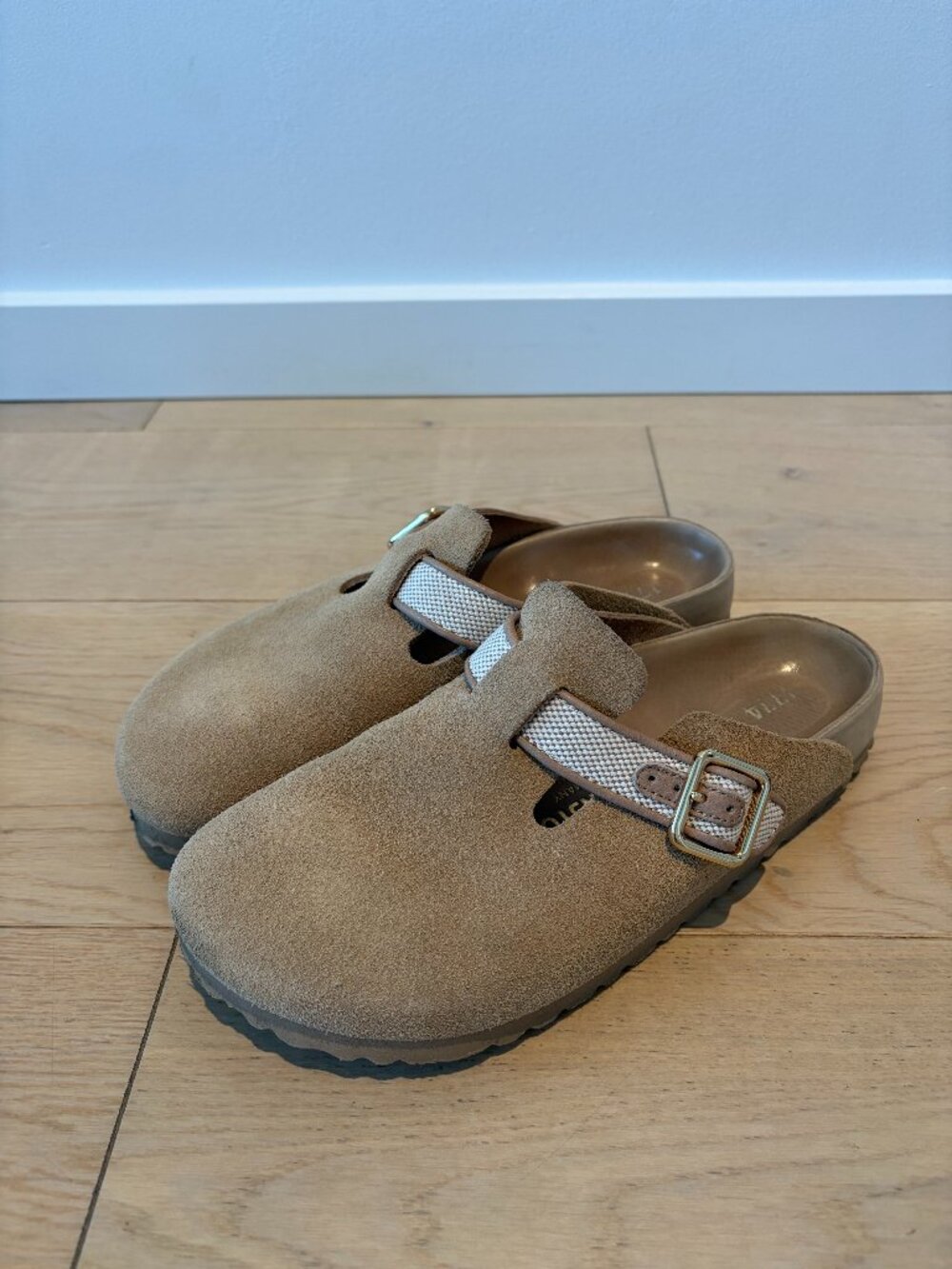 Birkenstock 1774 Boston Suede Nude Clogs EU 38 Narrow